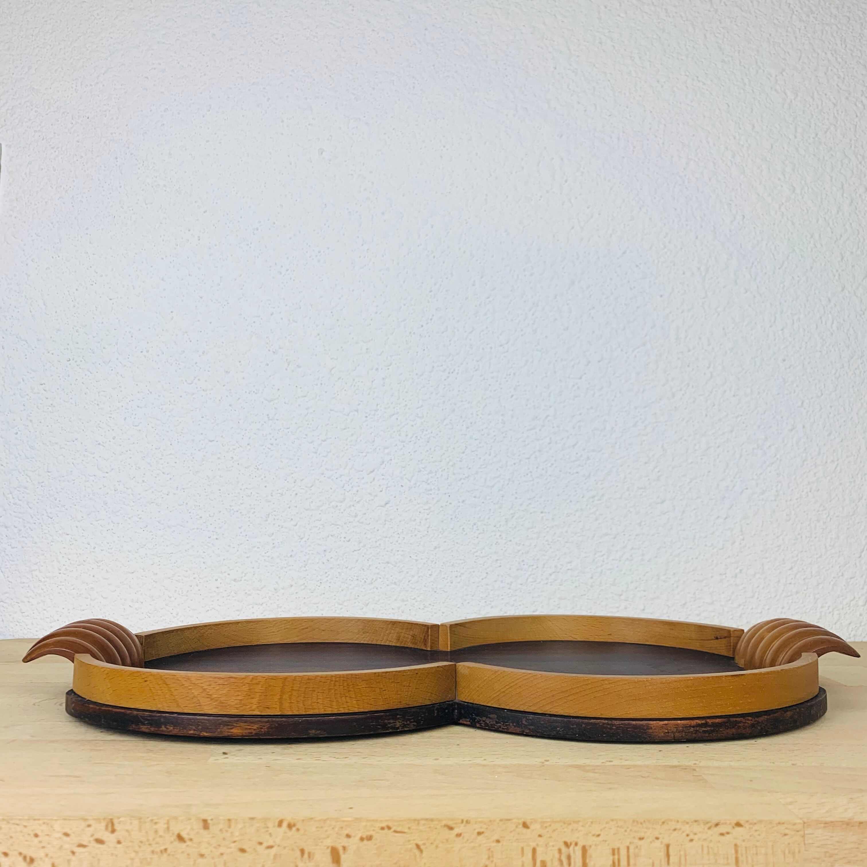 Art deco wood tray 52 cm