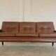 Vintage Danish retro Svend Skipper 3 person sofa in chestnut brown leather