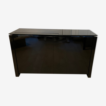 Black and glass lacquered sideboard, Italy, 1990s