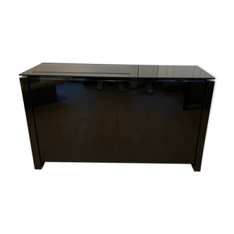 Black and glass lacquered sideboard, Italy, 1990s