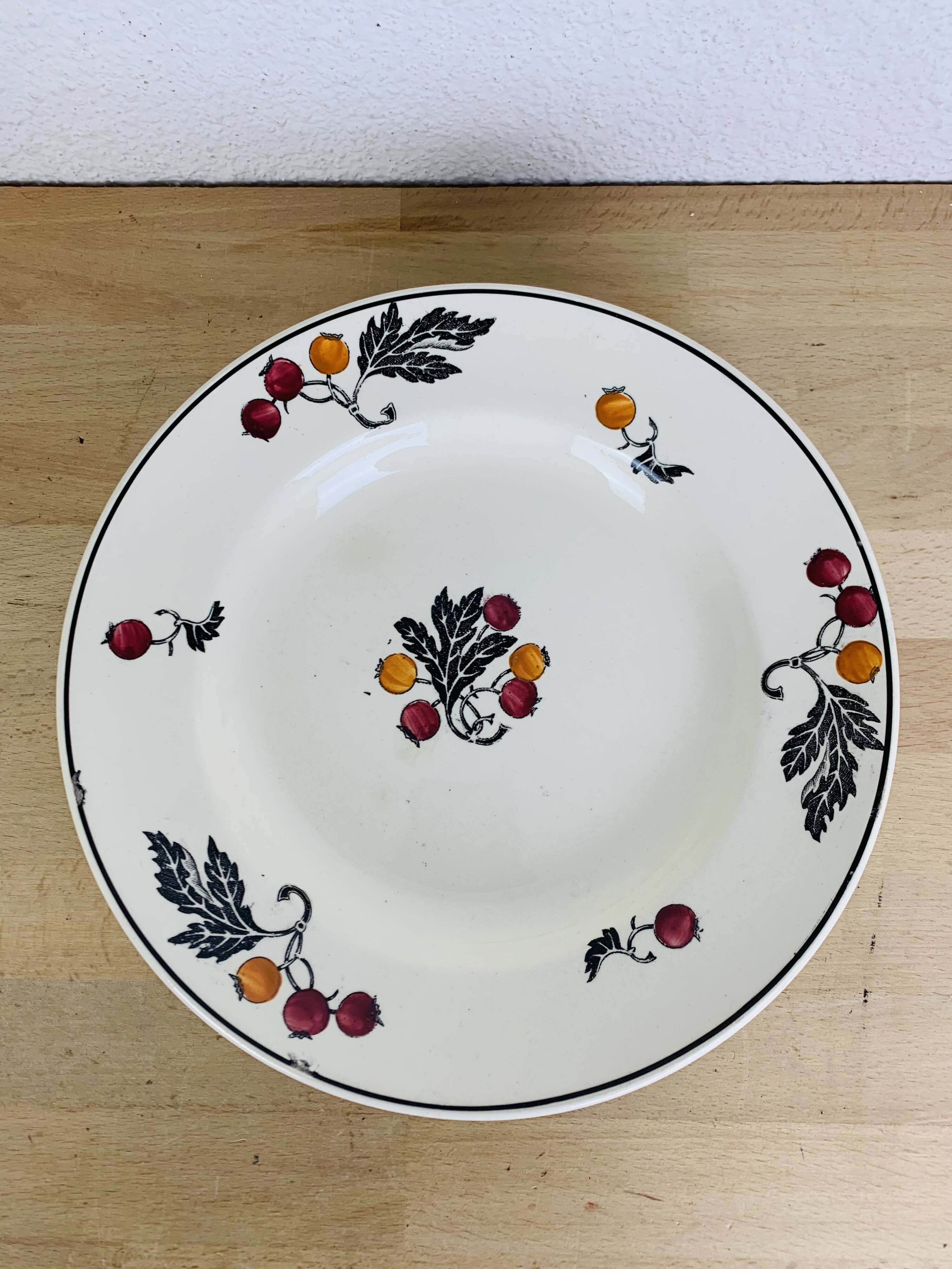 4 Longchamp iron earth soup plates, Aubépine model