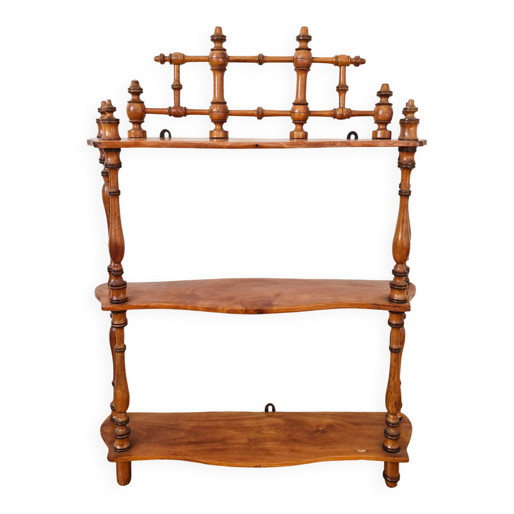 Waxed turned wooden shelf