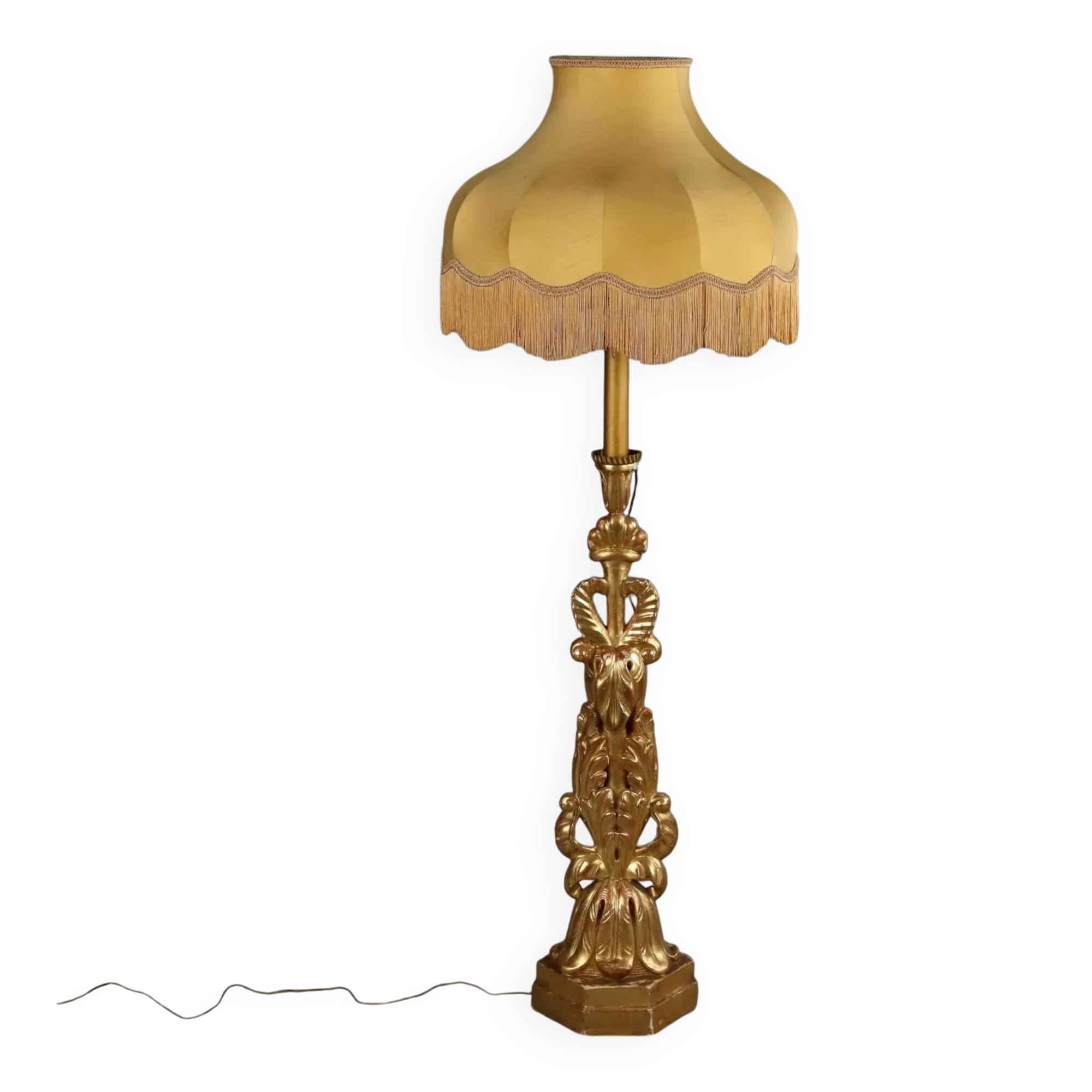 Eclectic antique carved wooden candlestick, Italy, 19th century.