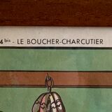 School poster 1960 framed double-sided n14bis The butcher charcutier- n 15 The garage