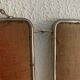 Vintage mirror 1960 triptych barber pink fabric - 21 x 49