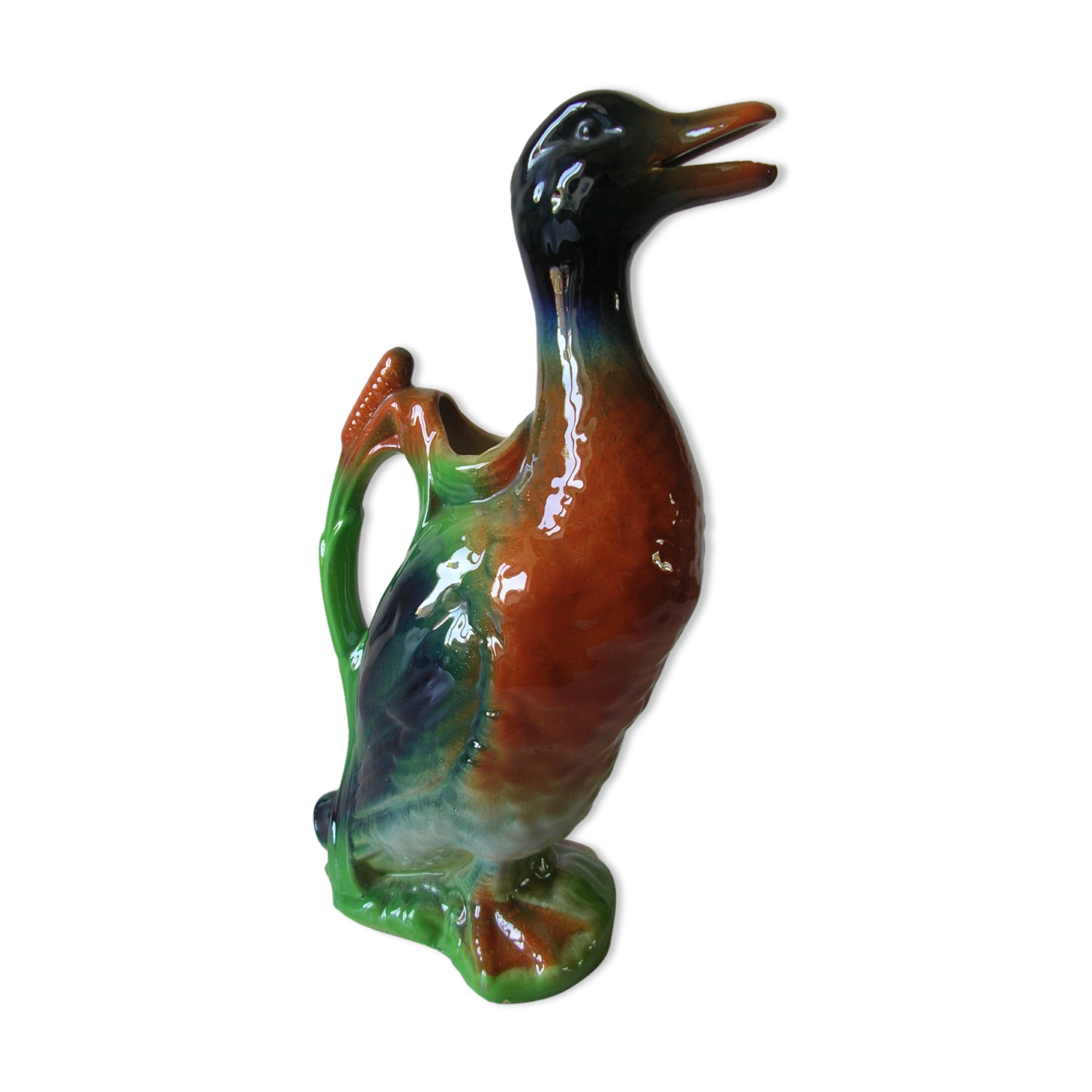 Old duck pitcher Saint Clément France broc slurry carafe