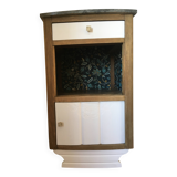 Oak and marble bedside table