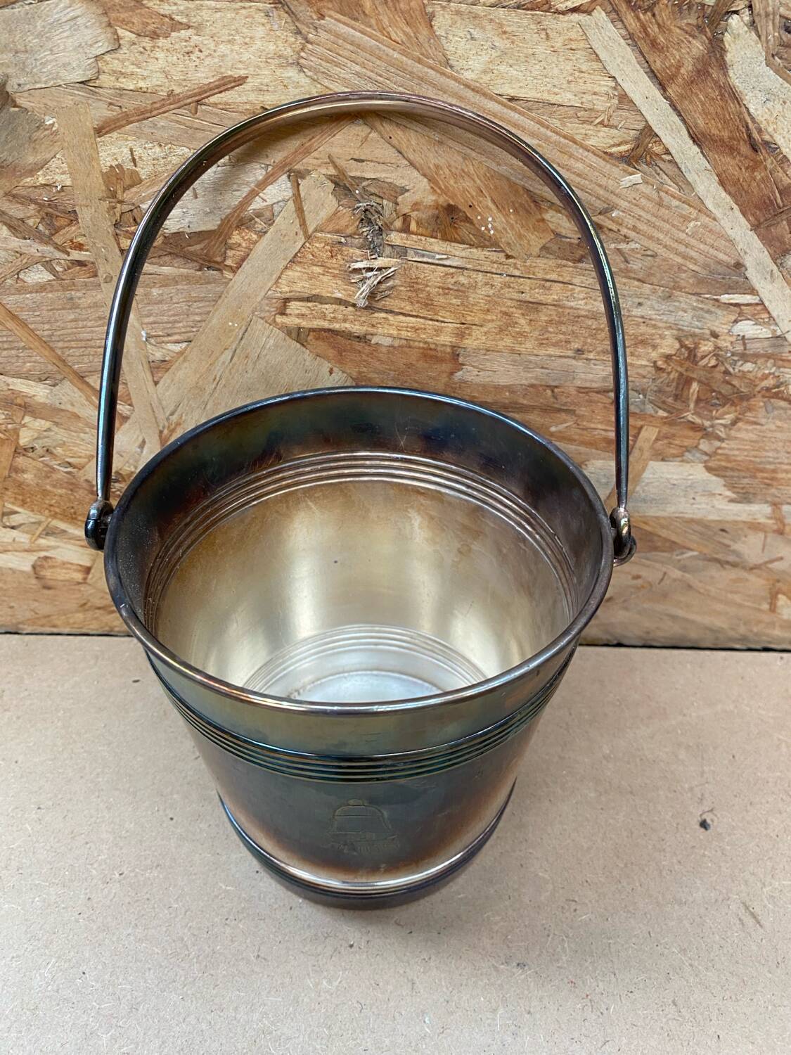 Old christofle ice bucket silver metal cooler + handle france #b210