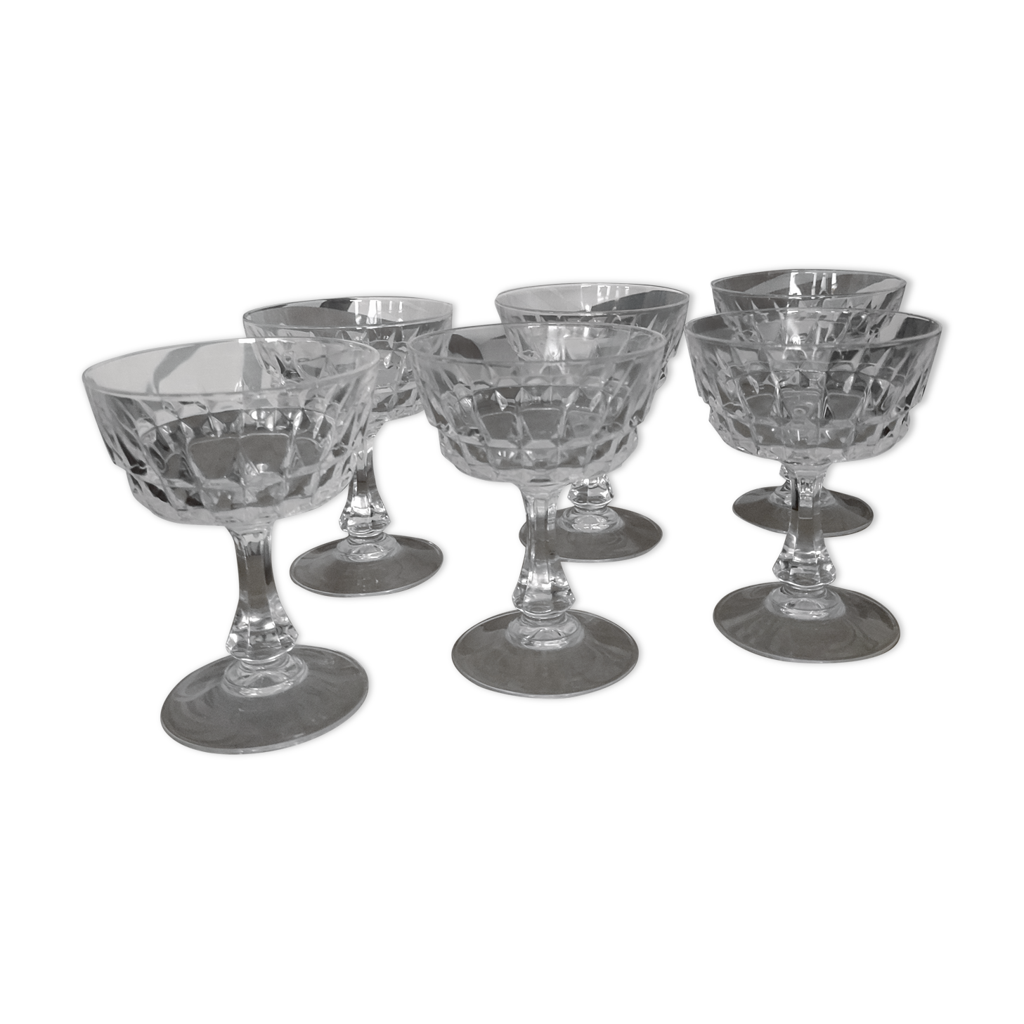 6 crystal champagne glasses