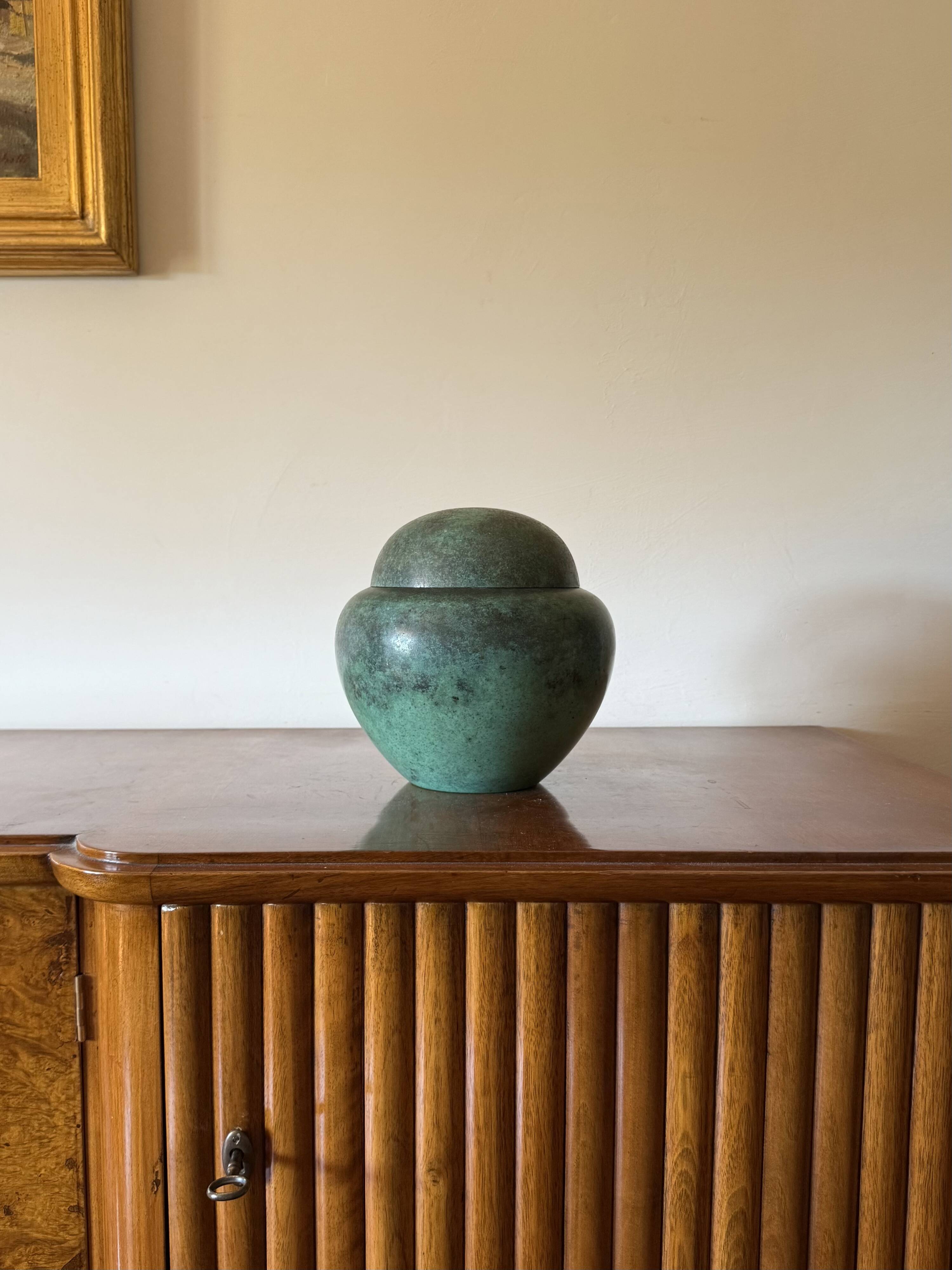 Art Deco green vase / potiche Ikora series, Paul Haustein, WMF Germany ca.