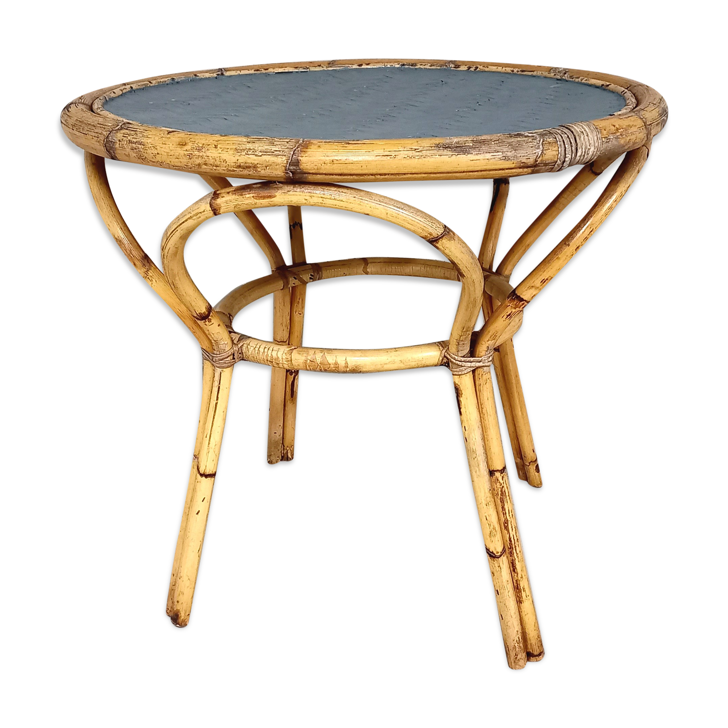 Side table in vintage rattan 60s