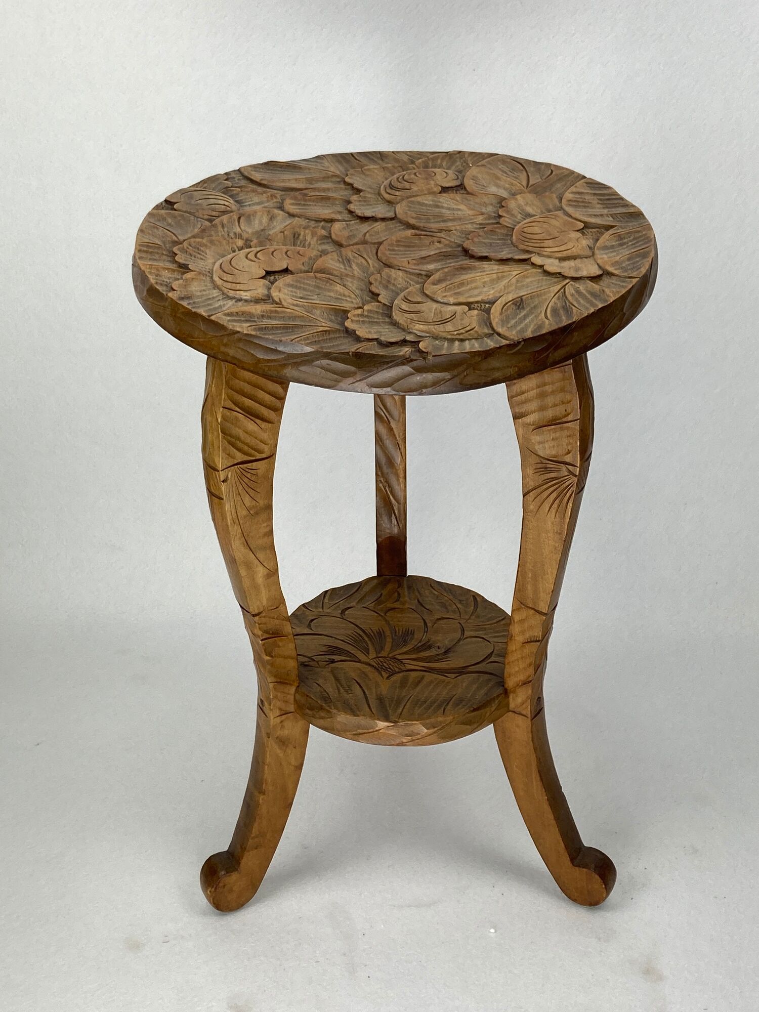 Antique Japanese hand carved side table, Liberty London ca 1905