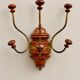 Antique wall coat rack in turned wood and gilded metal, circa 1900-1930.