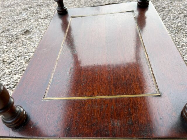 Walnut stand shelf and marquetry with mirror