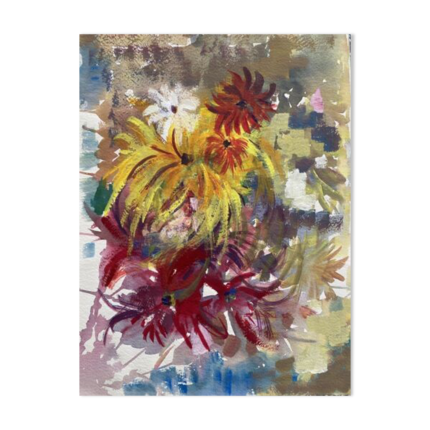 Painting «multicolored flowers» atelier jean-francois devaliere