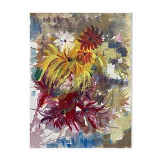 Painting «multicolored flowers» atelier jean-francois devaliere