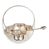 Antique silver sugar bowl with sprinkling spoon