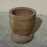 Turned solid wood flowerpot
