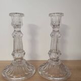 Pair of glass candlesticks