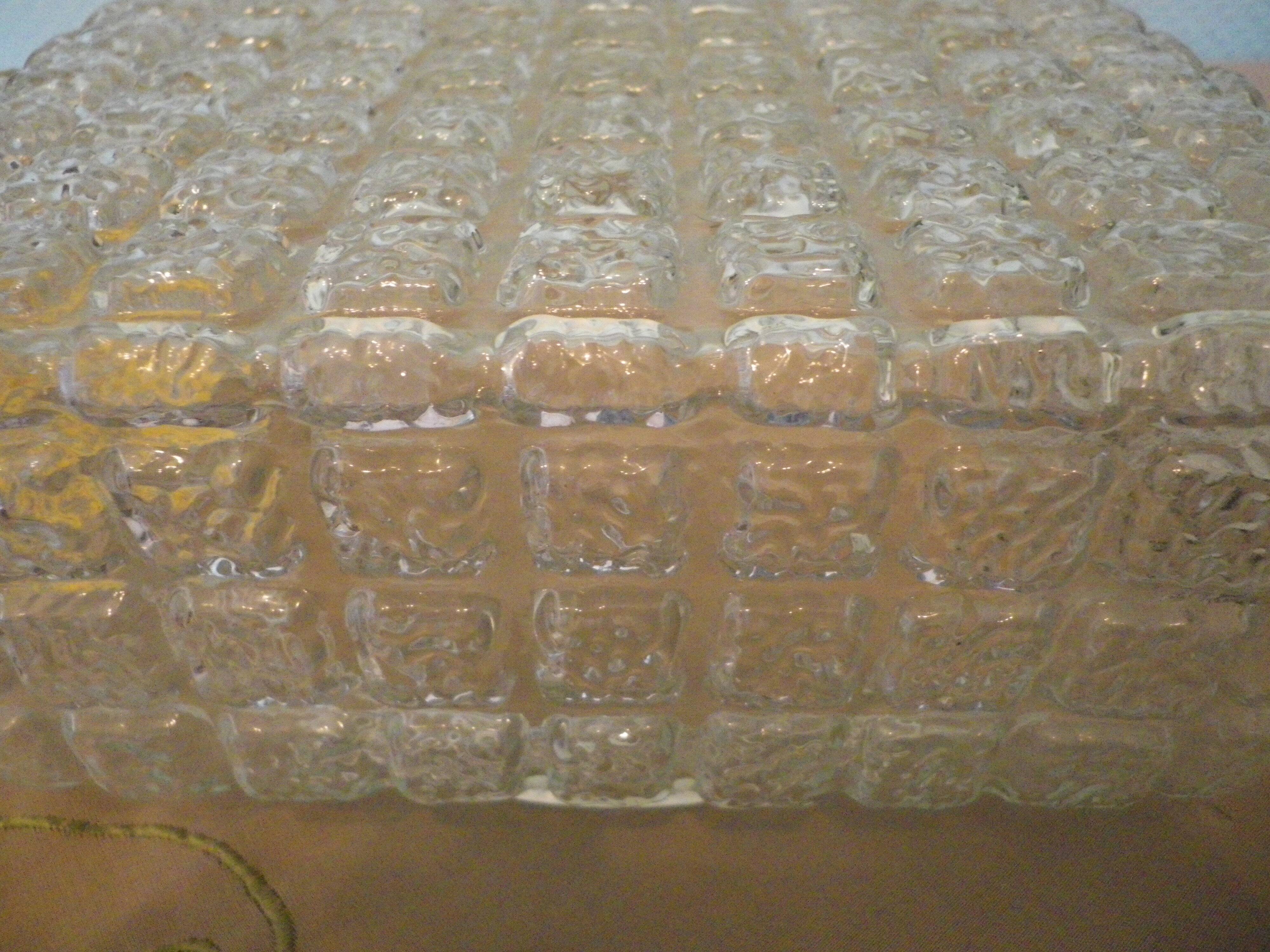 Pressed glass ceiling light, porcelain socket