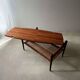 Vintage Creafort coffee table 1960s teak with rattan magazine shelf