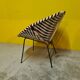 1960s Black and White Woven Round Bucket Chair