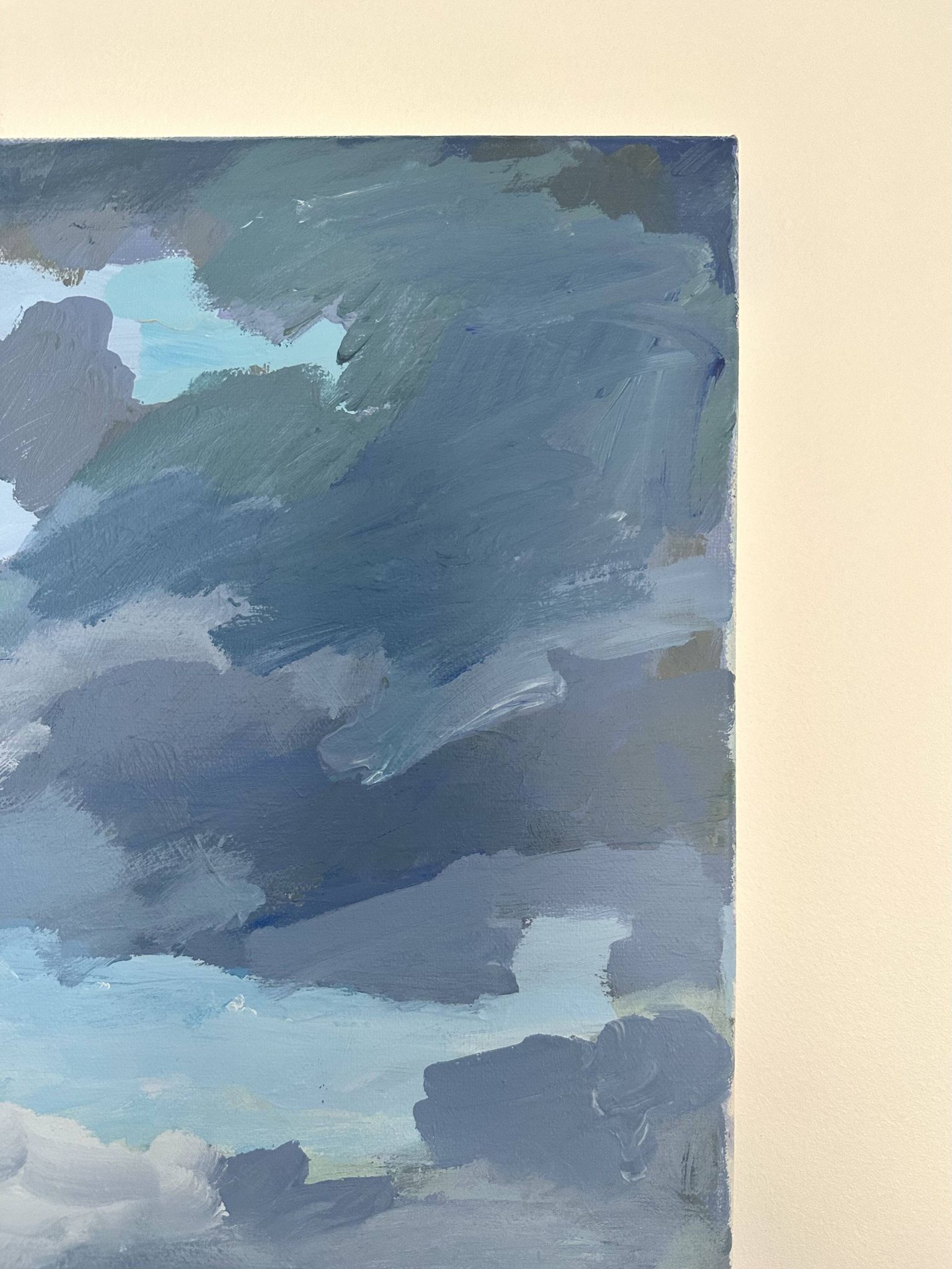 Huile sur toile côte rocheuse sous un ciel d’orage
