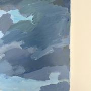 Huile sur toile côte rocheuse sous un ciel d’orage