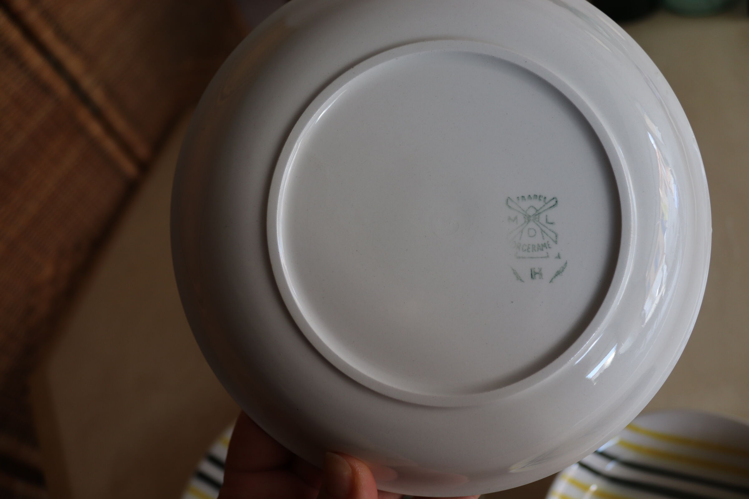 Set of 10 hollow plates and 1 striped dish mills of wolves