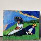 Tableau huile sur toile campagne couple