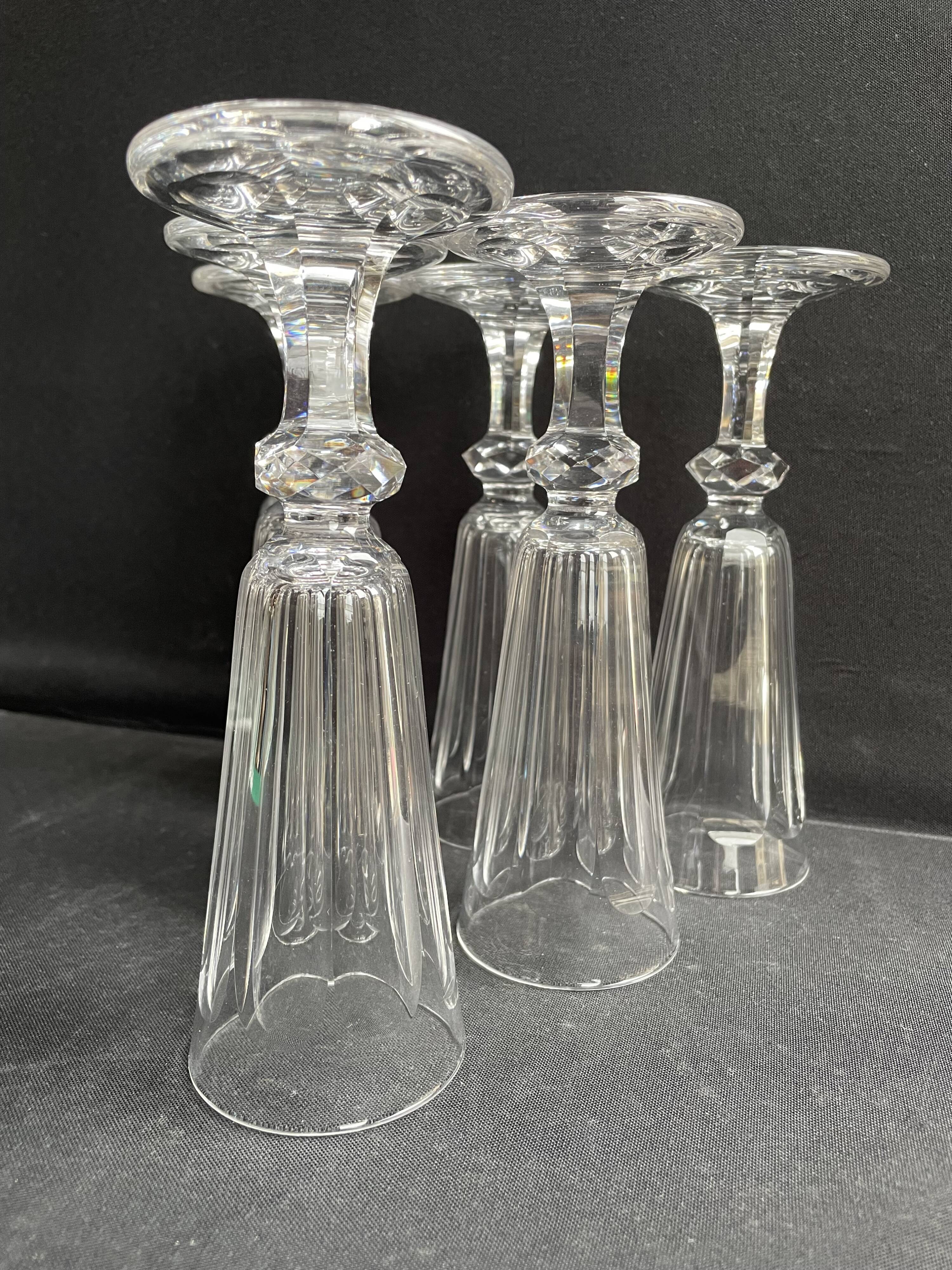 6 Baccarat/Saint Louis champagne flutes - 19th century