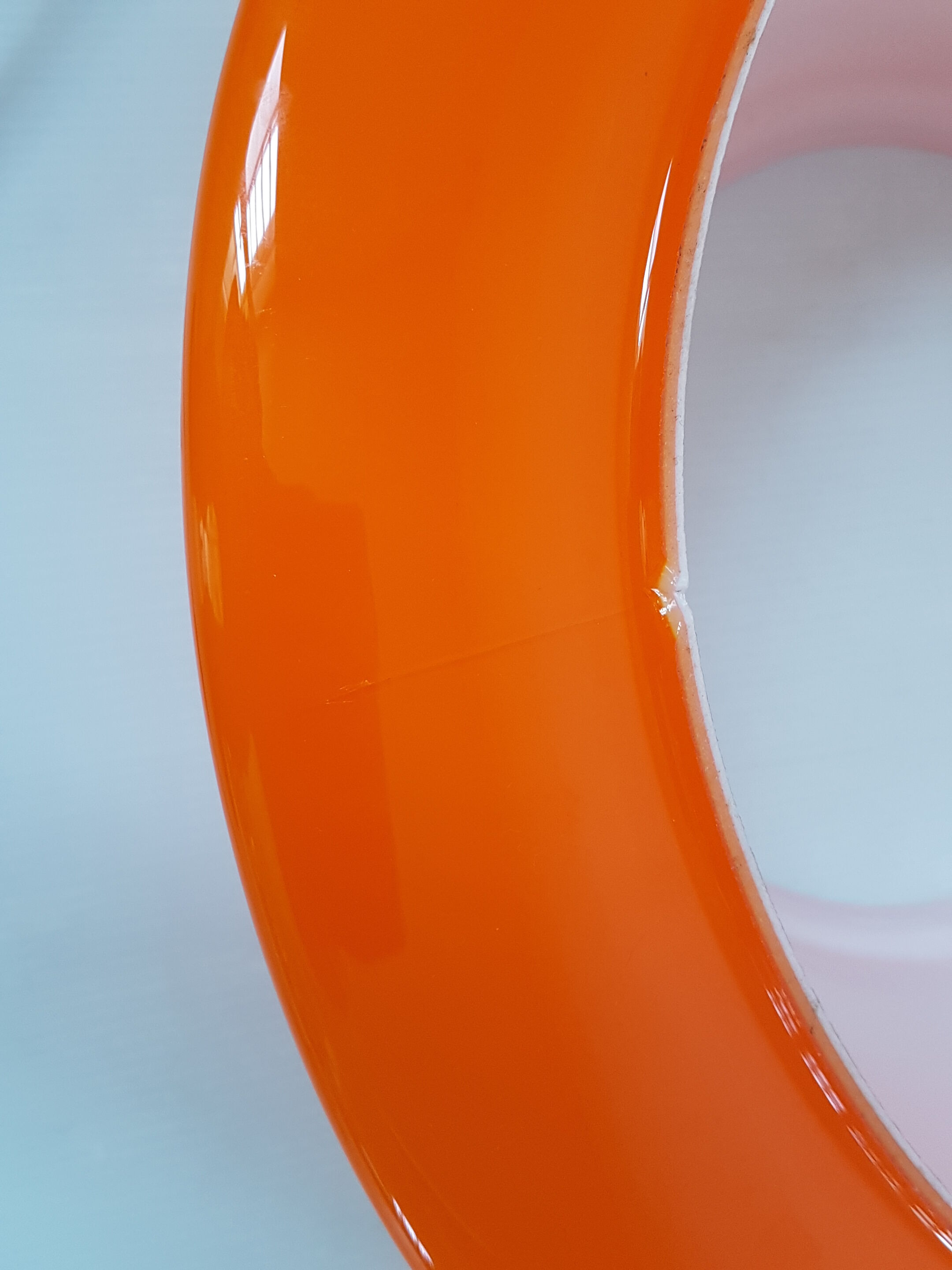 1970 vintage opalescent white & orange glass table lamp