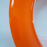 1970 vintage opalescent white & orange glass table lamp