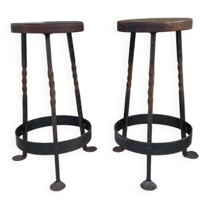 Paire tabourets de bar - fer