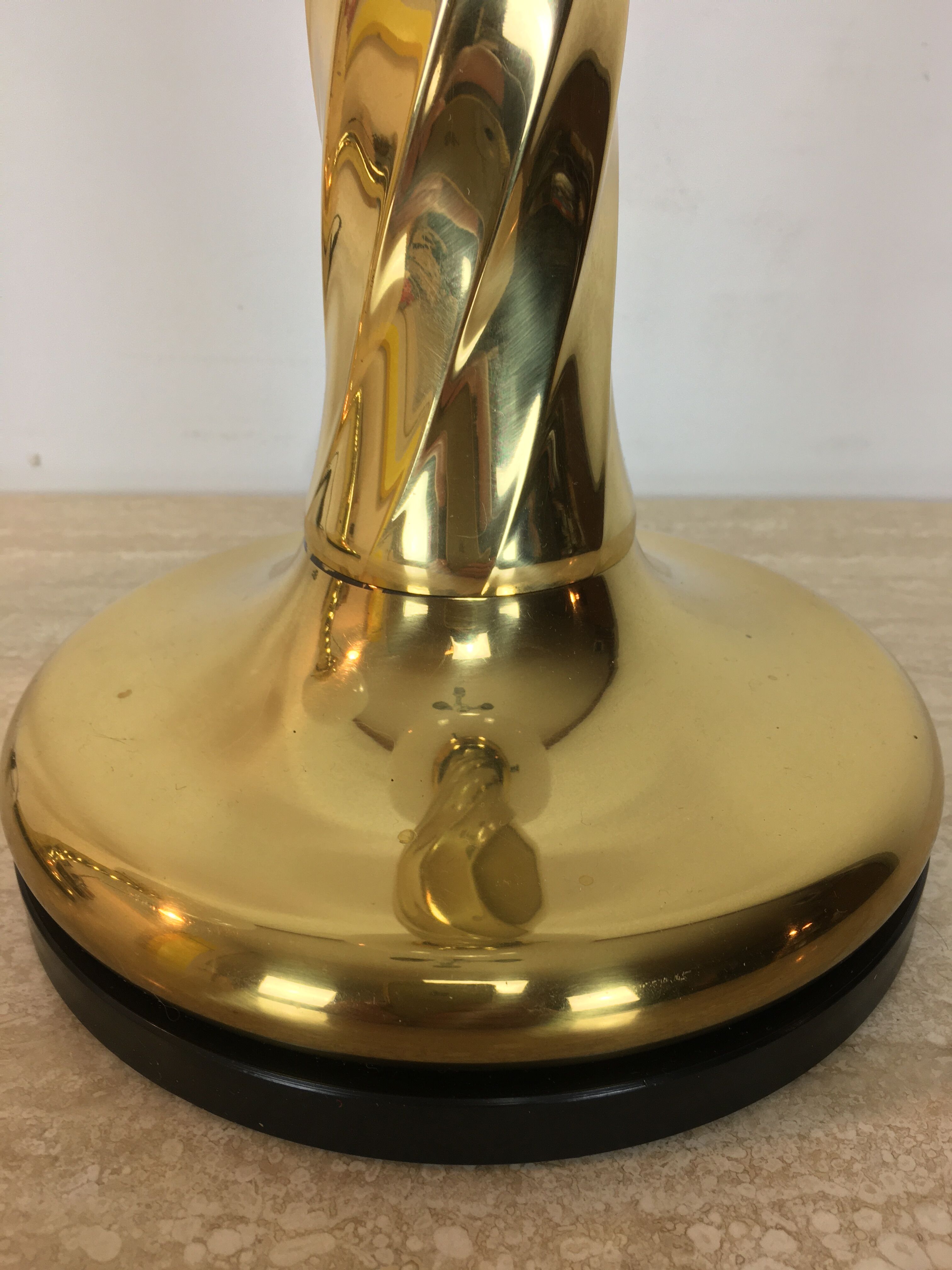 Pair of gilded column lamps Hollywood Regency style