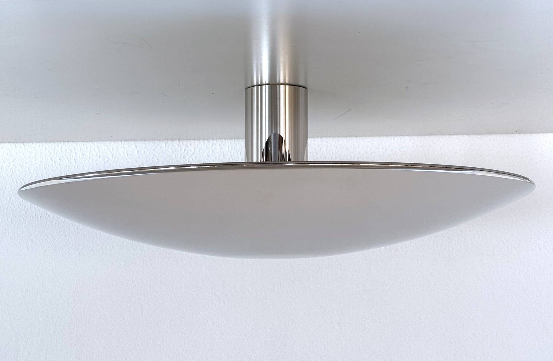 Florian Schulz Large Flush Mount Light Sela in polished Nickel, 1970s