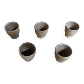 Set of 5 Vintage Beige Stoneware Egg Cups