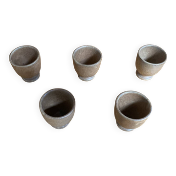 Série de 5 Coquetiers Anciens Grès Beige Vintage
