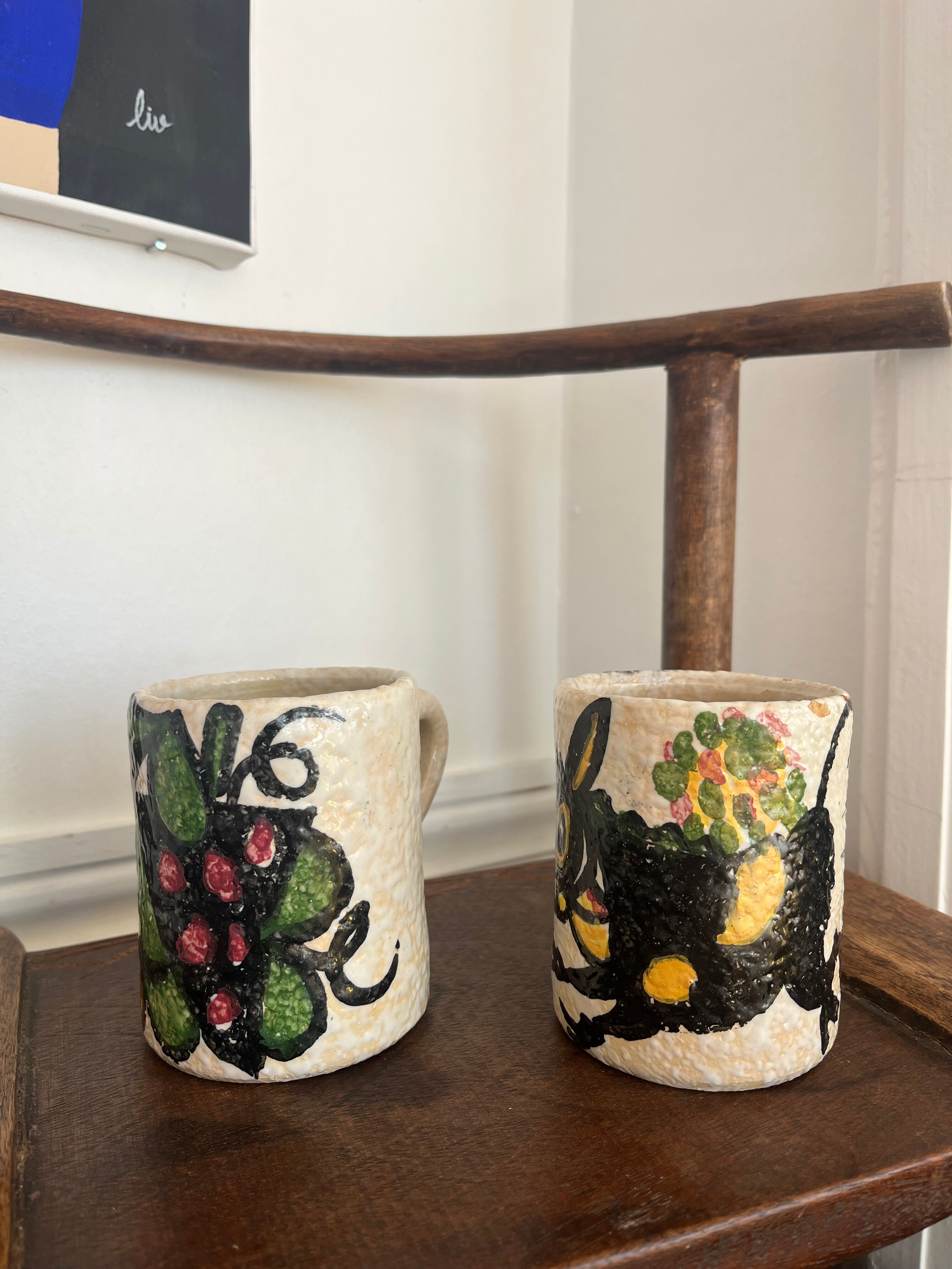 Pair of vintage ceramic mugs