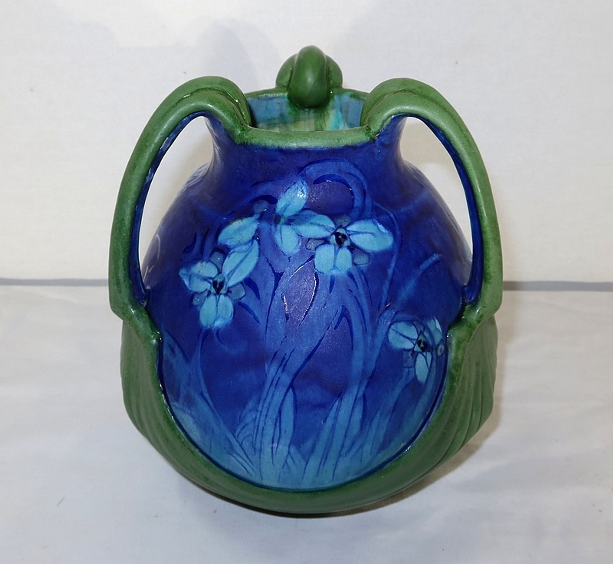 Vase en grès émaillé, à décor floral, signé e. lachenal – fin xixe