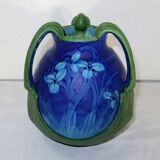 Vase en grès émaillé, à décor floral, signé e. lachenal – fin xixe