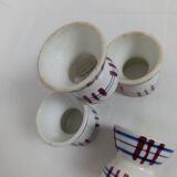 Diabolo egg cups Sarreguemines Poitou set of 5