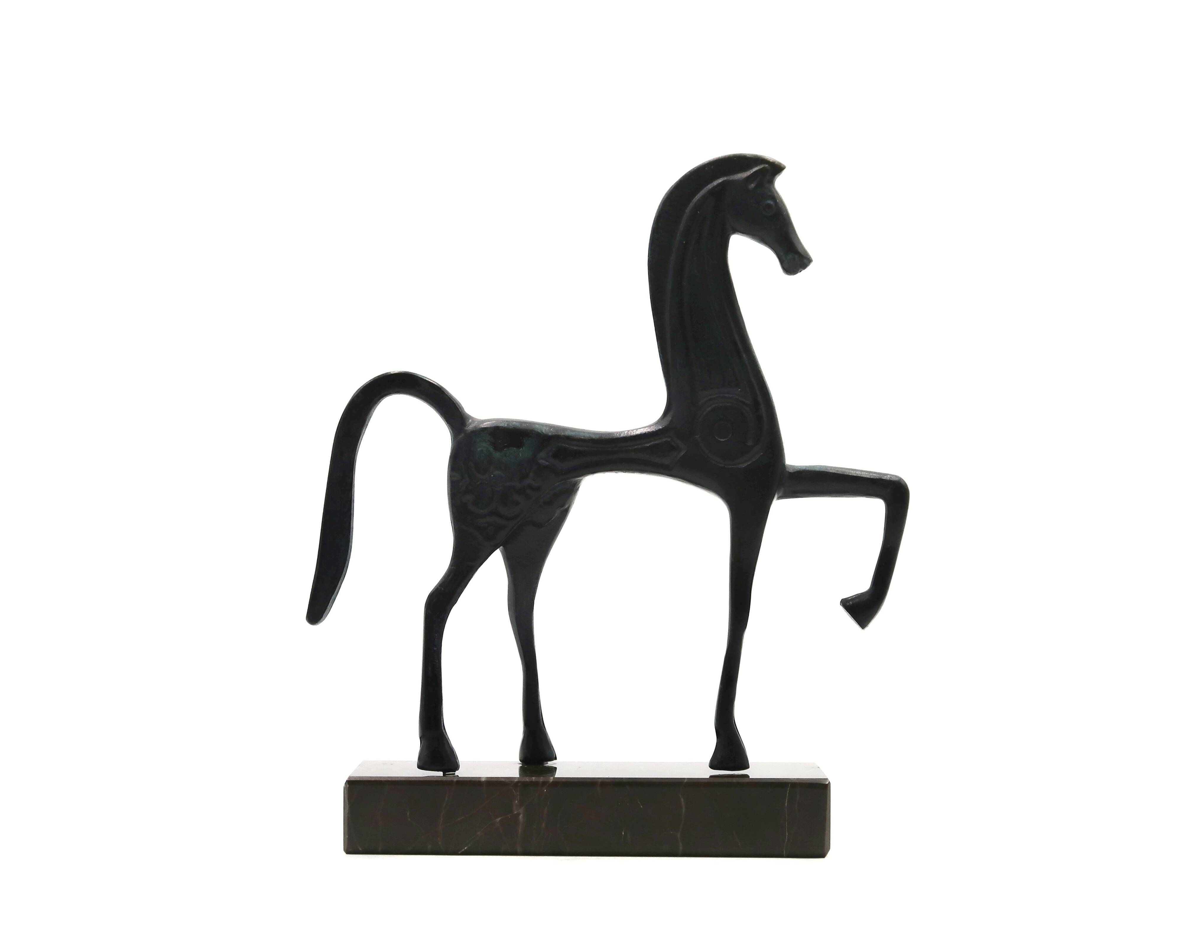 Etruscan Greek horse sculpture in bronze, 1950s