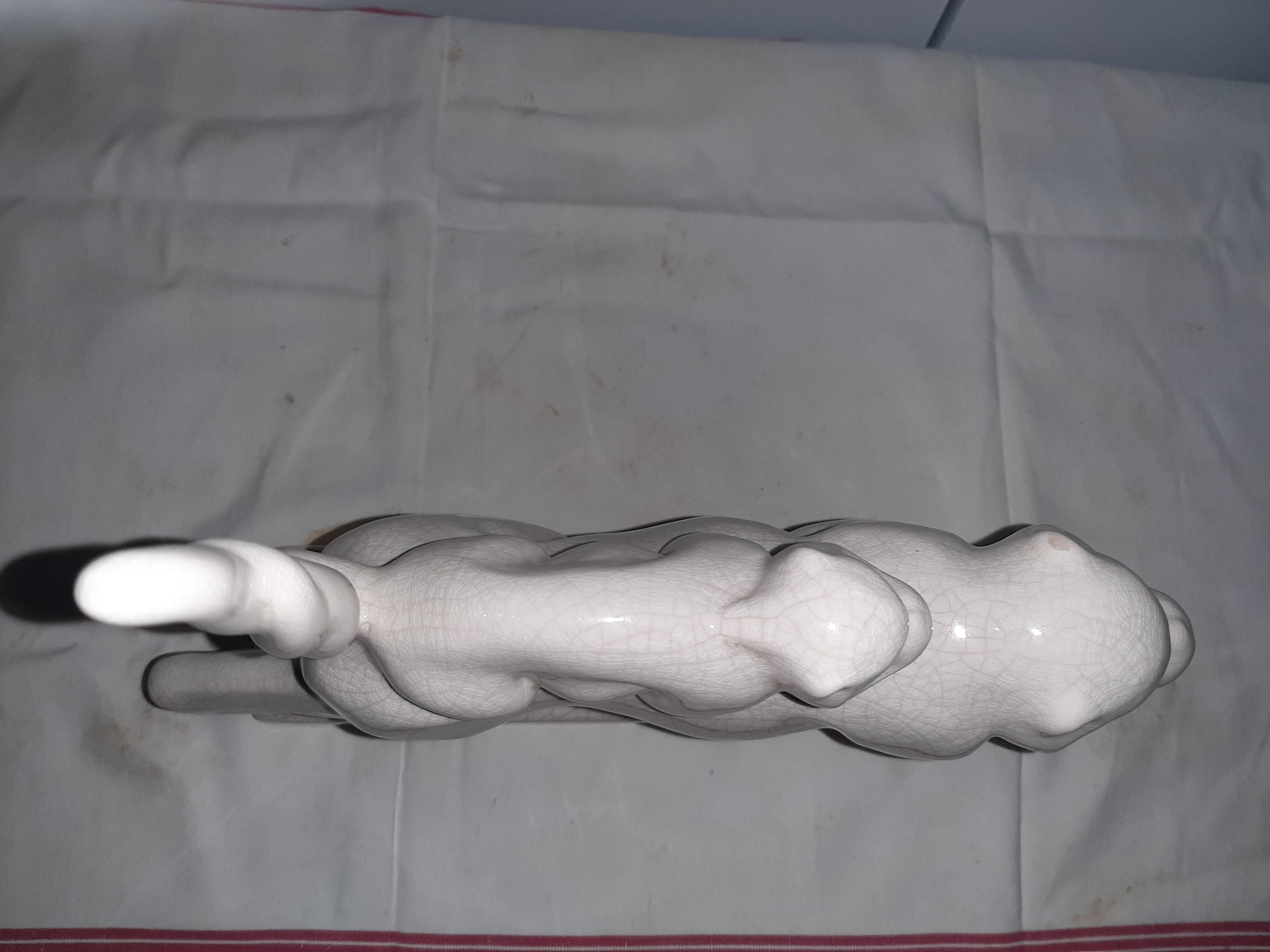 Art deco animal cracked ceramic sculpture La Louvière