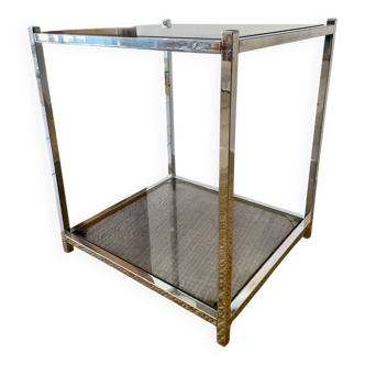70s chrome and glass side table