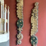 18th Century Italian Handcarved Polychrome Painted Pilaster Friezes, Set of 2