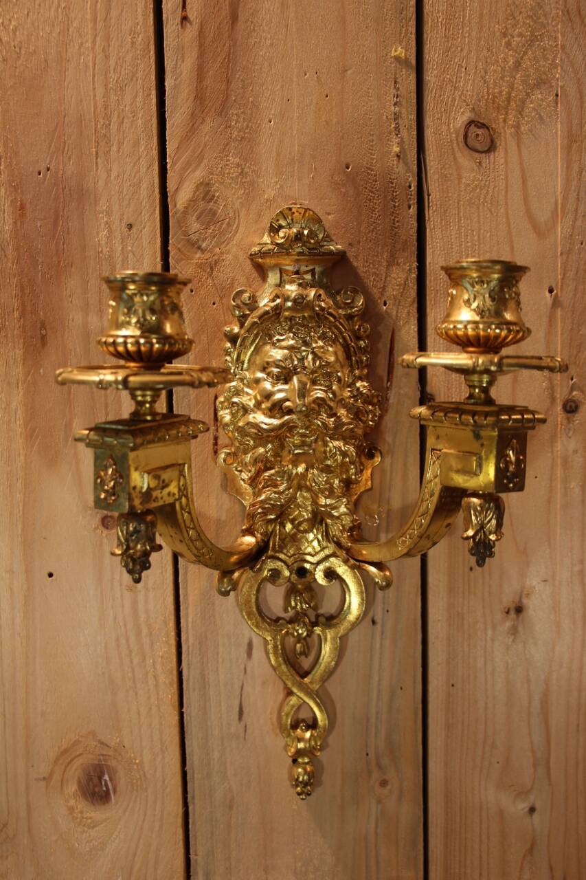 pair of gilt bronze wall lights signed by Etienne Giraud in Lyon