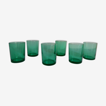 Set of 6 glasses advertising lesieur smoked green vintage 70