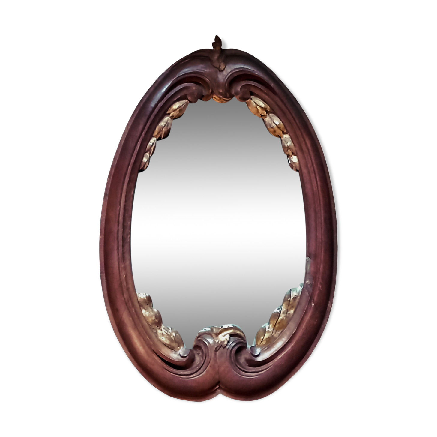Mirror carved in oak with golden laurel leaves - early 19th century