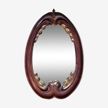 Miroir sculpté en chêne avec feuilles de laurier doré, début 19ème siècle